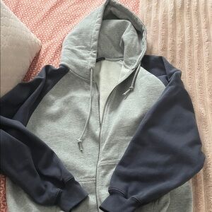 Brandy Melville Gray and Blue Hoodie